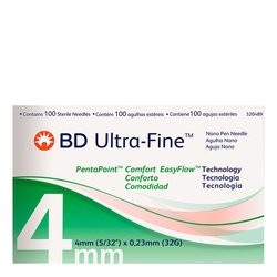 Agulha Descartavel Para Canetas Bd Ultra Fine Penta Point 4mm 100 Unidades