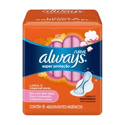 Absorvente Sem Abas Suave Always Super ProteÇÃo Pacote 8 Unidades