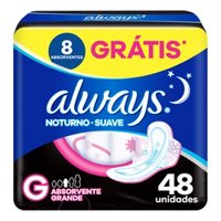 Absorvente Always Noturno C/abas Suave 48 Unidades