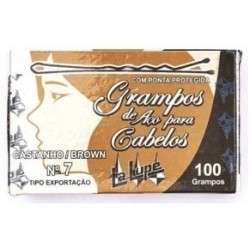 Plasart Grampo Aco Para Cabelo La Lupe Nº7 100unidades Castanho